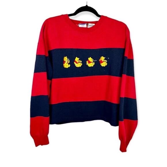 Vintage Disney Winnie the Pooh Cropped Embroidered Crewneck Sweatshirt Large - Picture 1 of 7